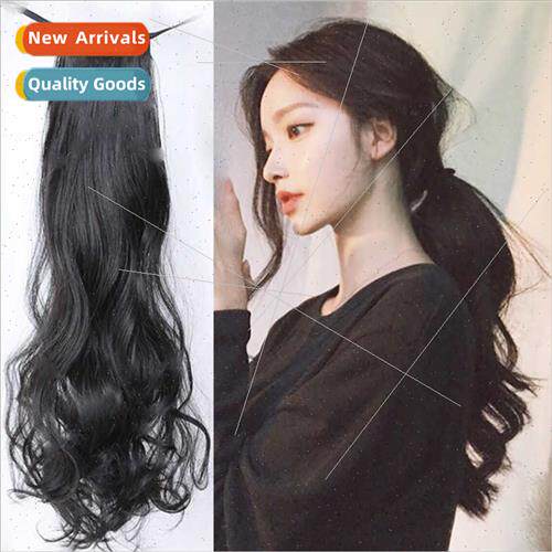 Low ponytail wig female strap-on big wave long curly hair gi