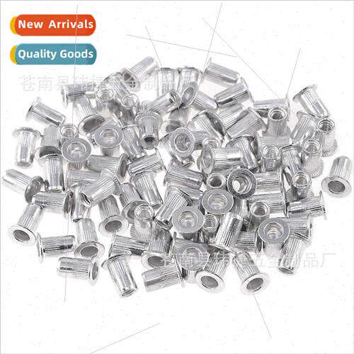 M5 100pcs Flat Head Aluminum Rivet Stripe Nut Cap Knurled Pu
