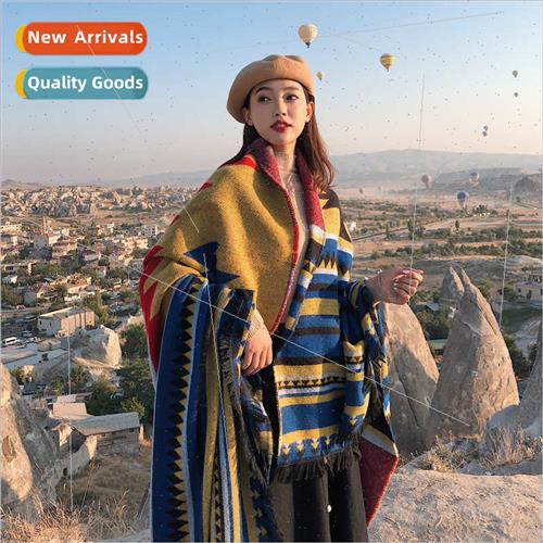 Ethnic wind large shawl scarf dual-use female fall winter th