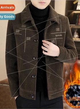 Autumn winter tweed coat gold sable jacket men Korean Slim s