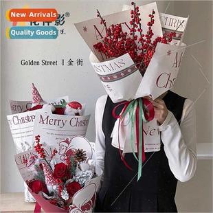 Christmas Wrapping Paper Pictorial Floral Bouquets Flowers H