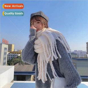 ultra thick plus Korean braid scarf plaid tassel new