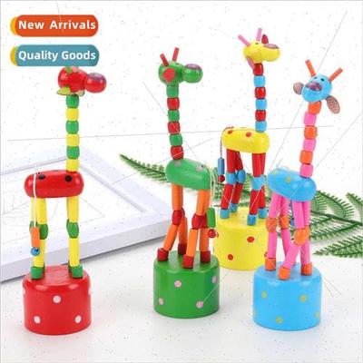 Giraffe Puppet Swing Standing Bucket Wooden Animal Finger Do
