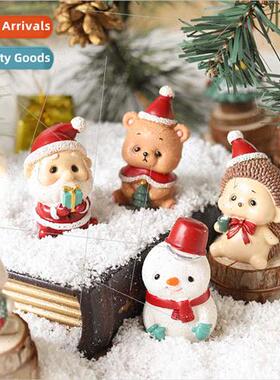 Resin Crafts Santa Claus Mini Christmas Animal Ornament Home