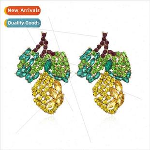 Colorful Drilling Lemon New Alloy Creative Earrings Gla mple