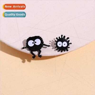 Japanese cartoon anime  black cinderblock shape design brooc