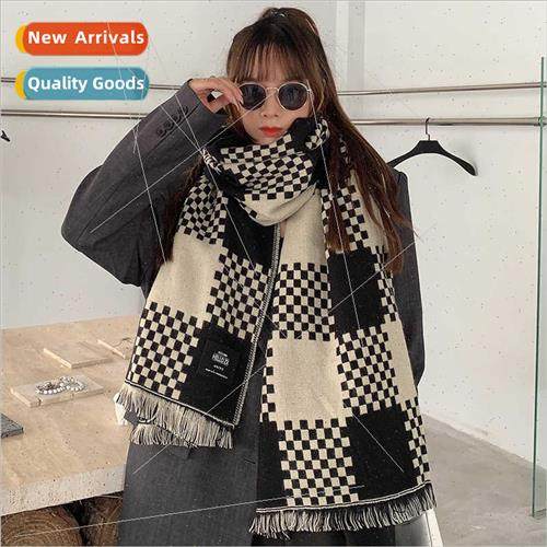 terary plaid scarf female fall winter imation cashmere Korea