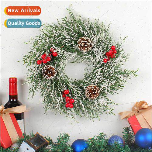 Red Fru Wreath Wall Decor Christmas Pinecone Vine Ring Home