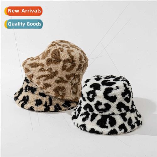 new lamb wool small leopard print fisherman hat autumn winte