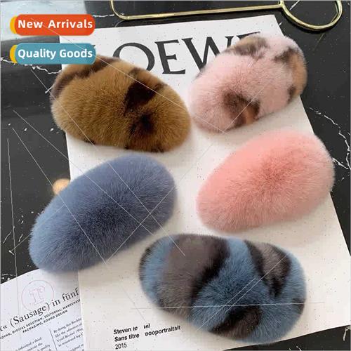 Fur hairpin Korea ins real otter rabb hairpin oversized cute