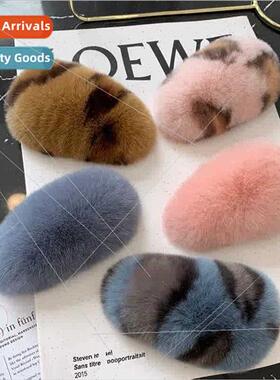 Fur hairpin Korea ins real otter rabb hairpin oversized cute