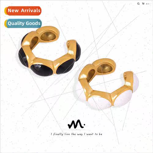 French new retro fashion niche earrings tanium steel gold-pl