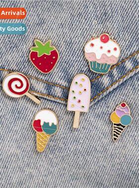 Korean  summer series ice cream strawberry cute cartoon broo