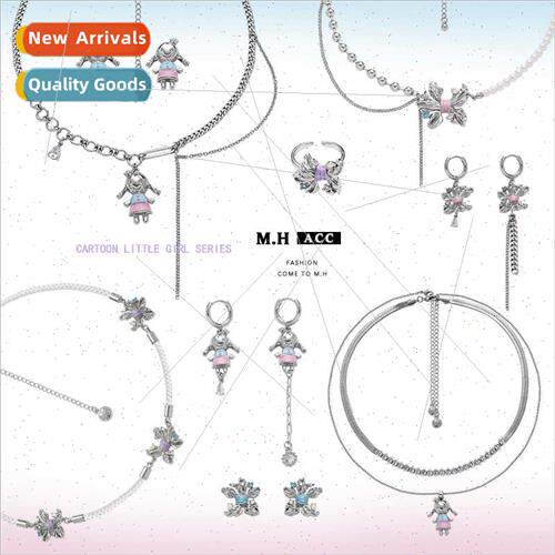 Cartoon girl pendant necklace female Europe irregular sweet