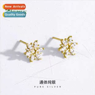 creative flower earrings S925 exquise new fashion flo silver