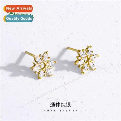 S925 silver new creative flower earrings fashion exquise flo