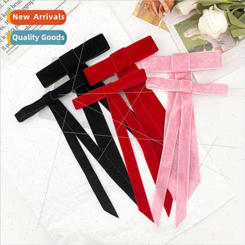 ze two packs velvet bow ribbon hair clips female temperament