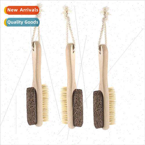 Volcanic stone double-sided foot grinder pig bristle brush w