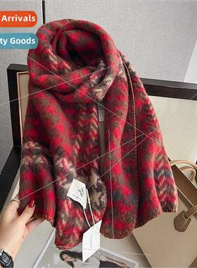 Korean  new thousbirds check scarf neck scarf fall winter wa