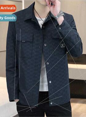 Men short jacket 2023 Spring Autumn new fashion casual lapel
