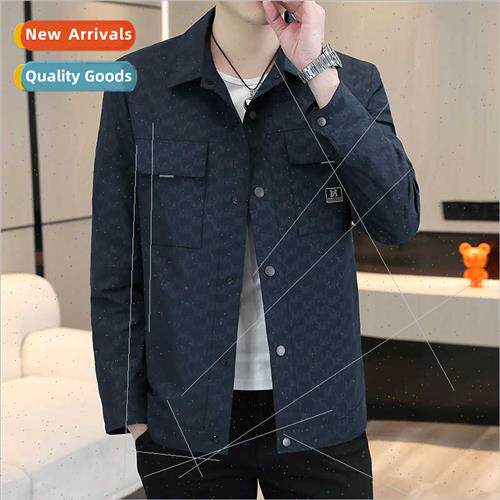 Men short jacket 2023 Spring Autumn new fashion casual lapel