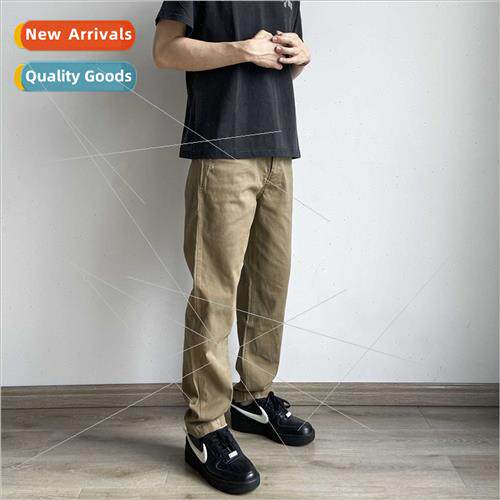 Casual khaki milary green washed spoiler pants men straight