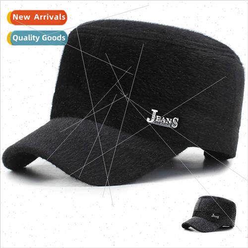 Middle-aged elderly men hat thickened padded winter flat top