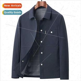 2023 fall new Lapel casual men business shirt jacket