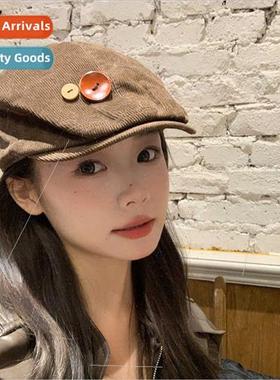 Merad Brown Hat Women Autumn Winter Corduroy Forward Hat Min