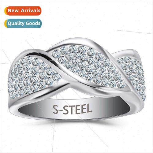 Europe Set Trend Geometric Twisted Diamond Encrusted Stainle