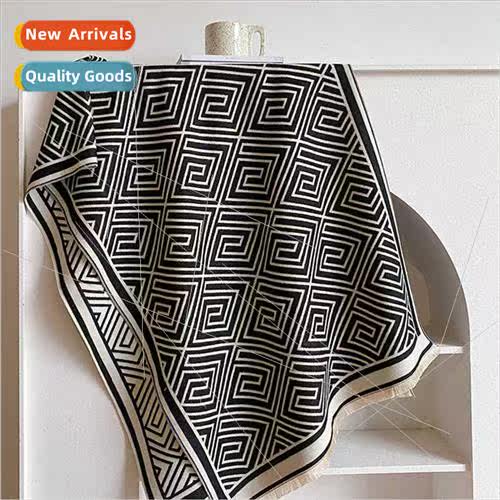 Korean  thickened warm geometric scarf double-sided imation