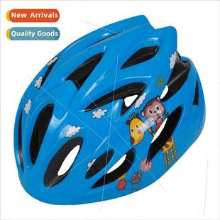 Ultralight bicycle helmet children cartoon riding one-piece
