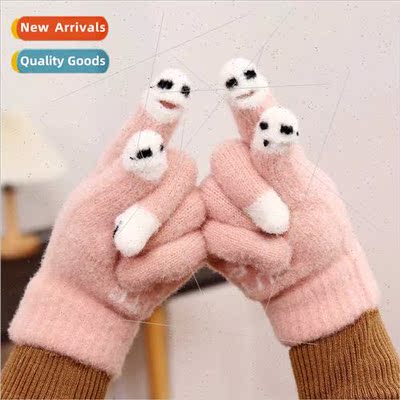 New touch-screen fingerless gloves warm cold plush knted wri