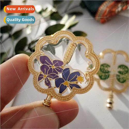 Creative national gilt fan brooch vintage plant gilt fan ele