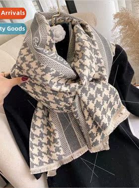 2022 new thousbirds check scarf female winter Korean  imatio