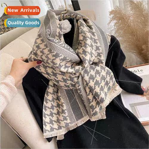 2022 new thousbirds check scarf female winter Korean  imatio