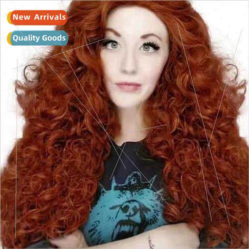 Europe wigs brown long curly fluffy chemical fiber mechanism