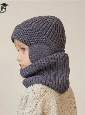 2169 winter padded children hat scarf set knted woolen cap b