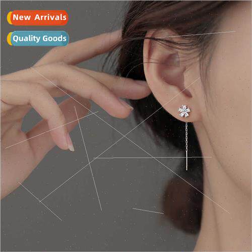 Super sparkling zirconia flower ear wire sweet earrings deli