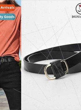 New pinless square buckle ladies belt casual leather belt wo