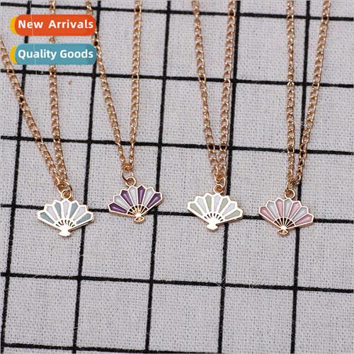 ins fan color blocking pendant collarbone chain female Korea
