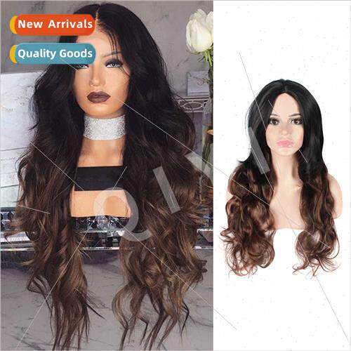Europe women wig sets long curly hair medium parted big wave