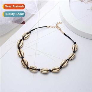 Hawaii woven beach wind han necklace vacation shell