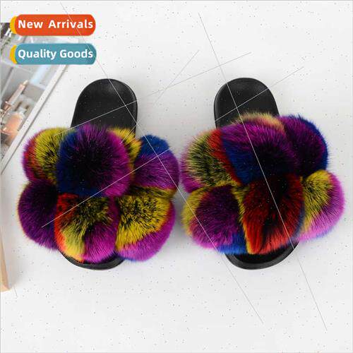 New Europe Uned States slippers fox hair slippers female fox