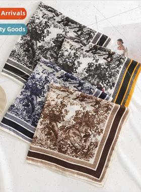 Retro ethnic wind printing small square scarf fashion commut