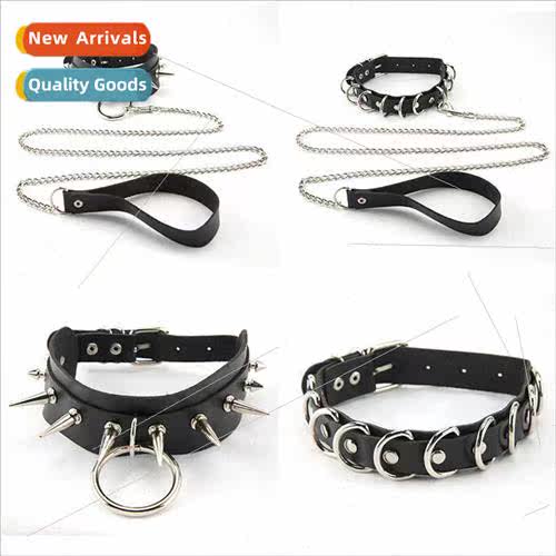 PU Leather Dark Collar Setwear Traction Rope Chain Condionin