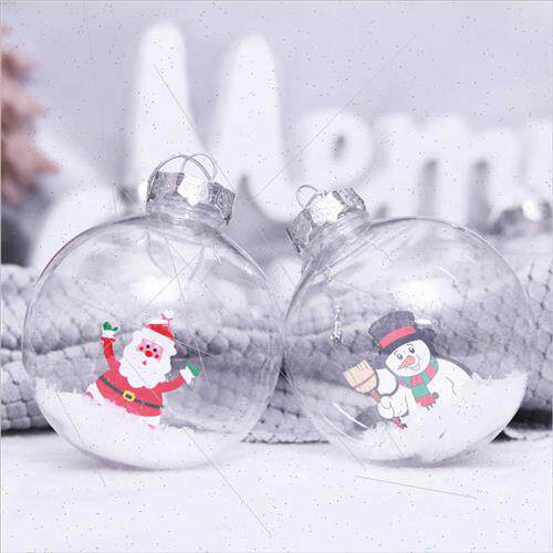 Christmas decorations pet transparent ball 8cm snow filled S