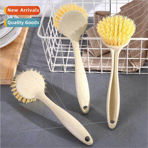 Wheat straw pot brush kchen long handle brush dishwashing br