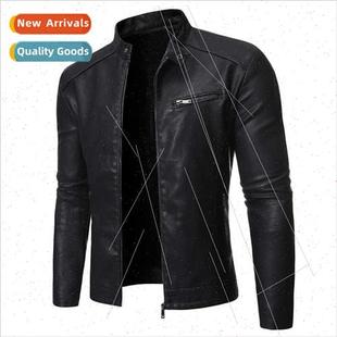 winter men jacket biker fall new collar Men stand 2019