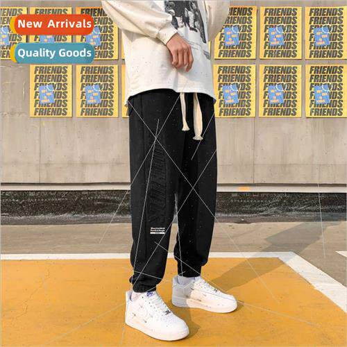 Spring fall  tide loose drawstring pants men sweat pants lar